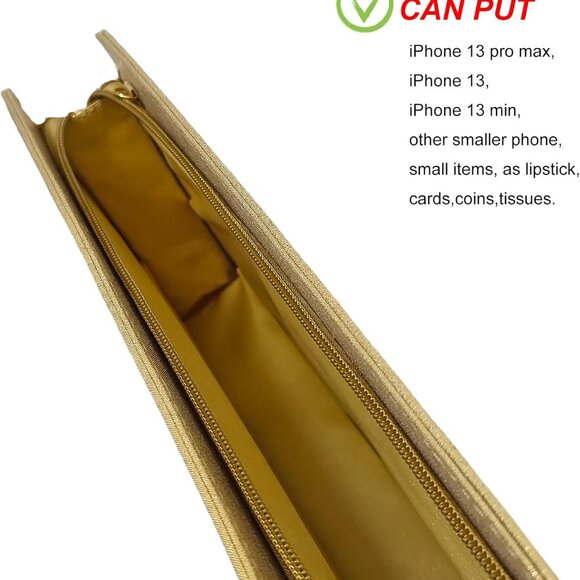 Large Satin Wristlet Clutch Bag for Women Rhinestones Evening Party Purse - Picture 5 of 6